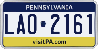 PA license plate LAO2161
