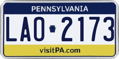 PA license plate LAO2173