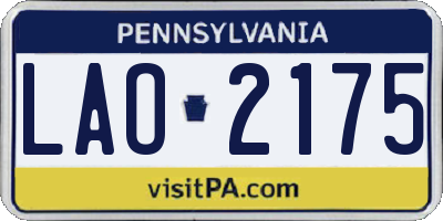 PA license plate LAO2175