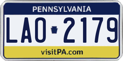 PA license plate LAO2179