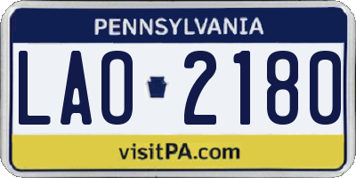 PA license plate LAO2180