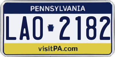 PA license plate LAO2182