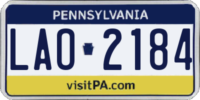 PA license plate LAO2184