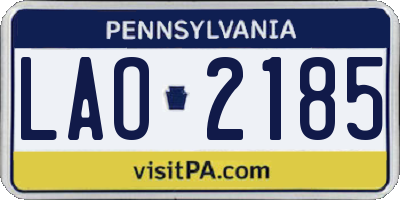 PA license plate LAO2185