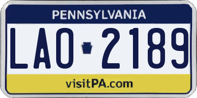 PA license plate LAO2189