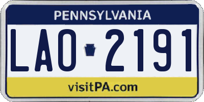 PA license plate LAO2191
