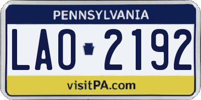 PA license plate LAO2192