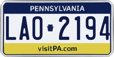 PA license plate LAO2194