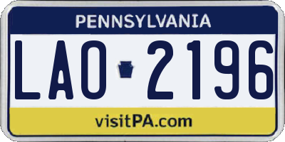 PA license plate LAO2196