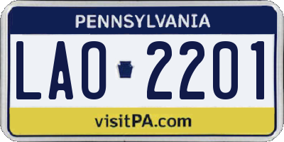 PA license plate LAO2201