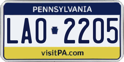 PA license plate LAO2205