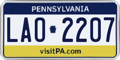 PA license plate LAO2207
