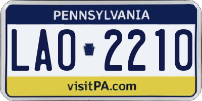 PA license plate LAO2210