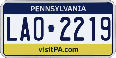 PA license plate LAO2219