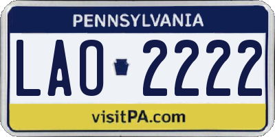 PA license plate LAO2222