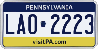 PA license plate LAO2223