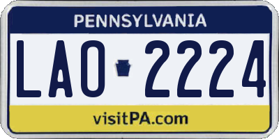 PA license plate LAO2224