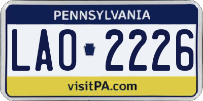 PA license plate LAO2226