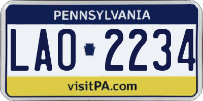 PA license plate LAO2234