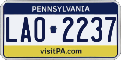 PA license plate LAO2237