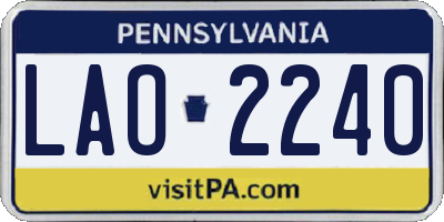 PA license plate LAO2240