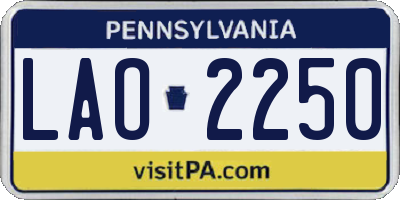 PA license plate LAO2250