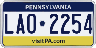 PA license plate LAO2254