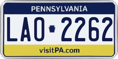 PA license plate LAO2262
