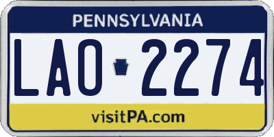 PA license plate LAO2274