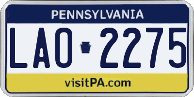 PA license plate LAO2275