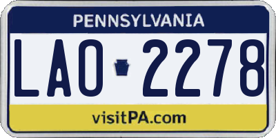 PA license plate LAO2278