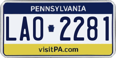 PA license plate LAO2281