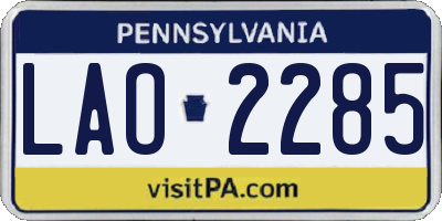 PA license plate LAO2285