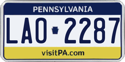 PA license plate LAO2287