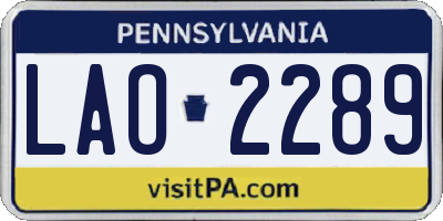 PA license plate LAO2289