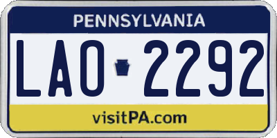 PA license plate LAO2292