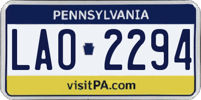 PA license plate LAO2294