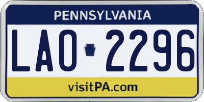PA license plate LAO2296