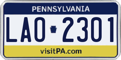 PA license plate LAO2301