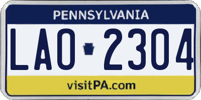 PA license plate LAO2304