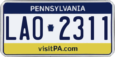 PA license plate LAO2311