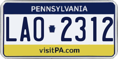 PA license plate LAO2312