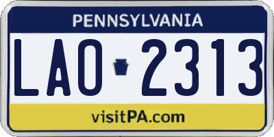 PA license plate LAO2313