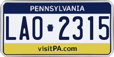 PA license plate LAO2315