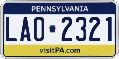 PA license plate LAO2321