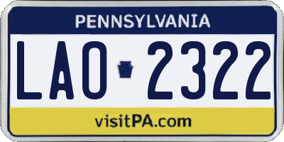 PA license plate LAO2322