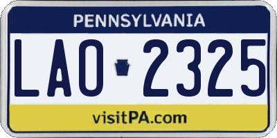 PA license plate LAO2325