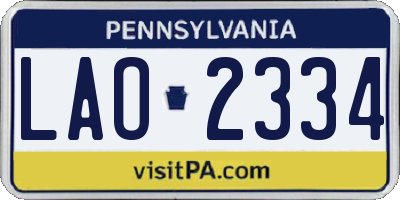 PA license plate LAO2334