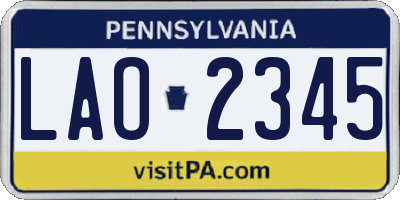 PA license plate LAO2345