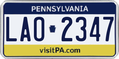 PA license plate LAO2347